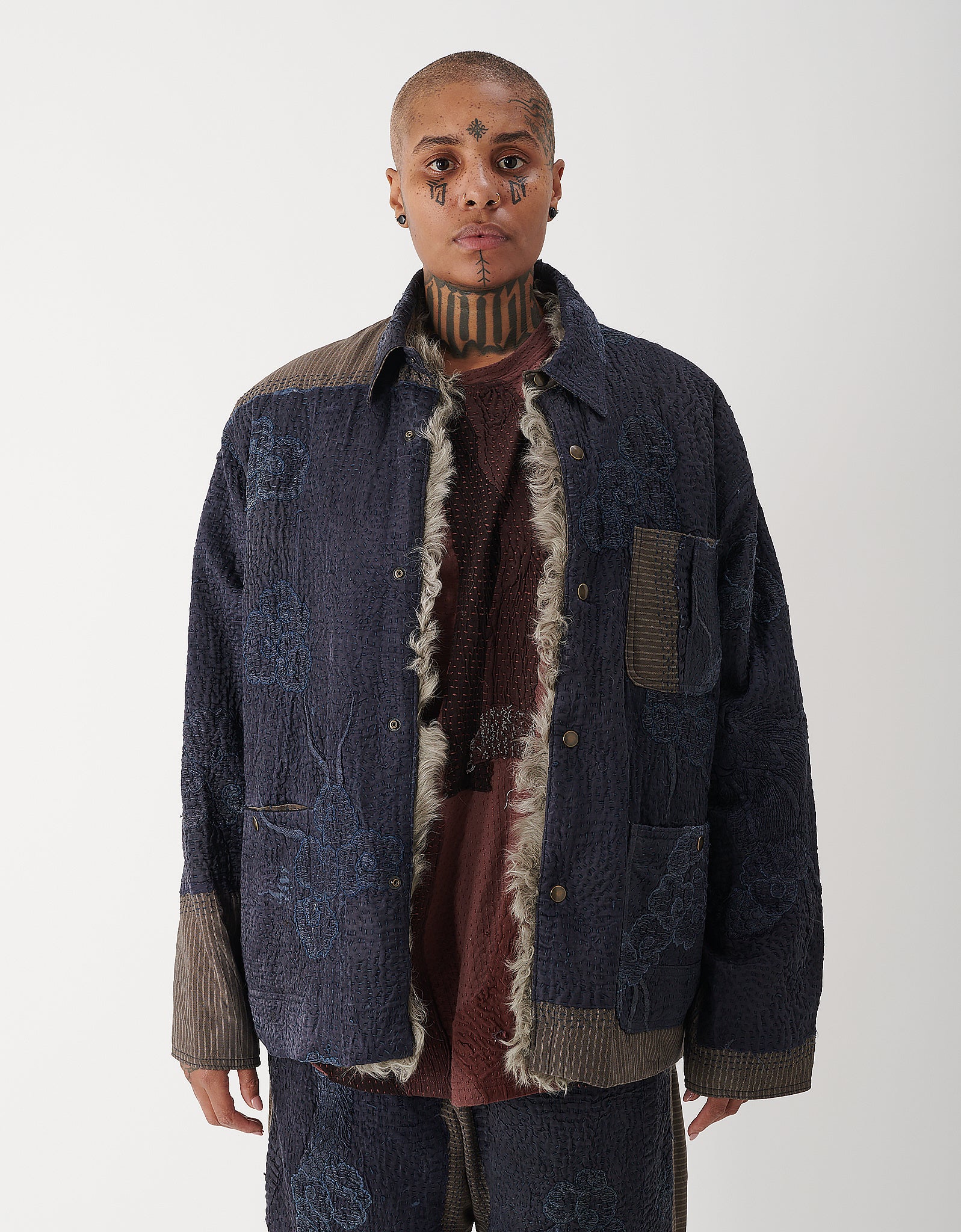 Vintage Kimono & Shearling Rain Jacket