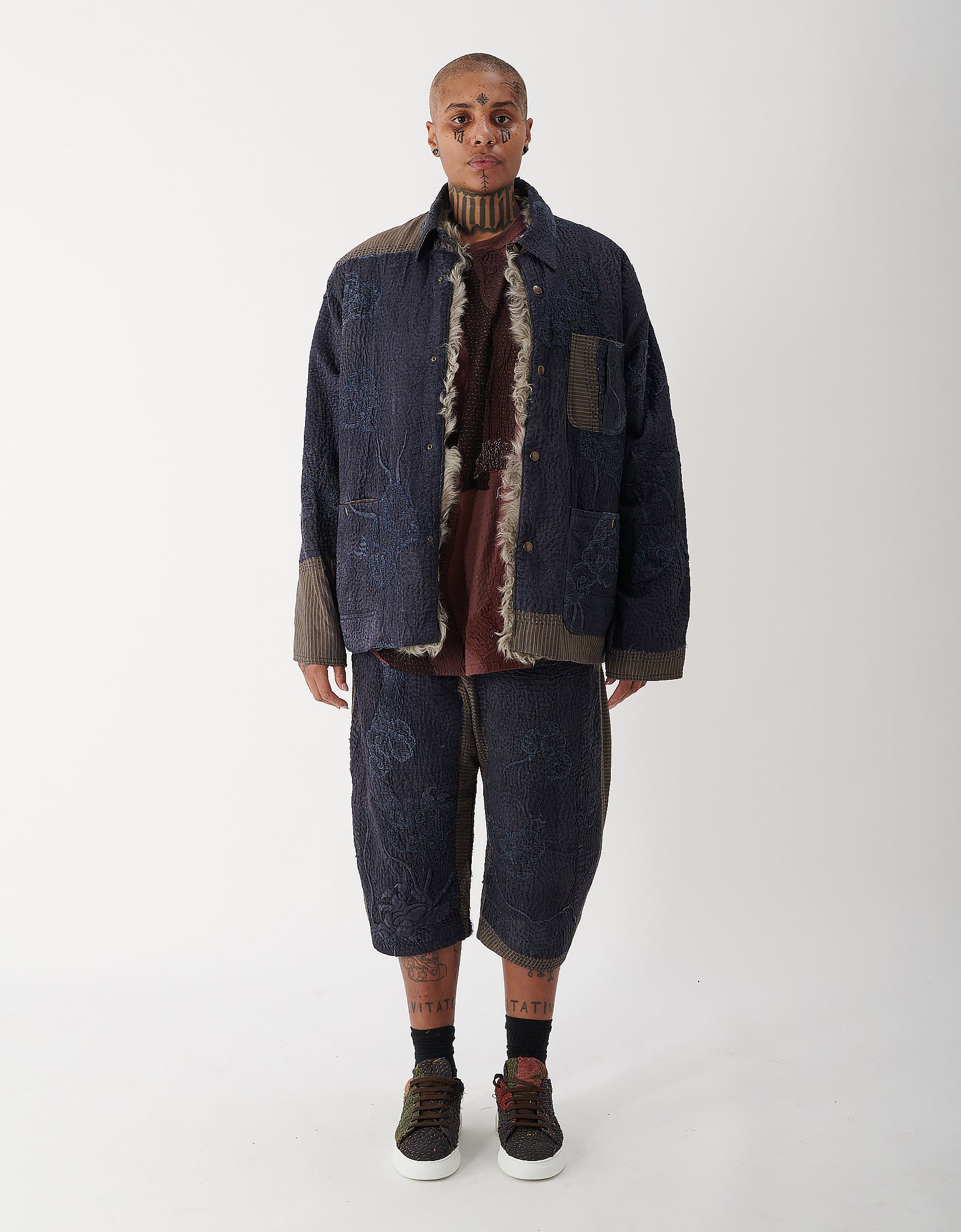 Vintage Kimono & Shearling Rain Jacket