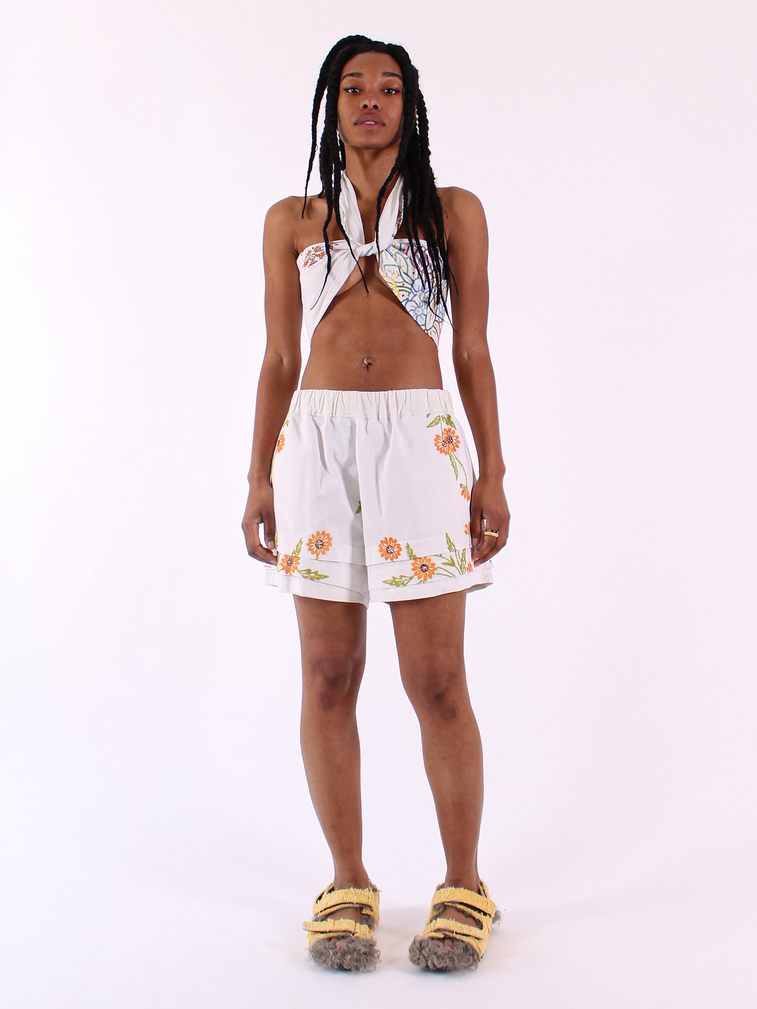 1920s Embroidered Linen Sienna Shorts