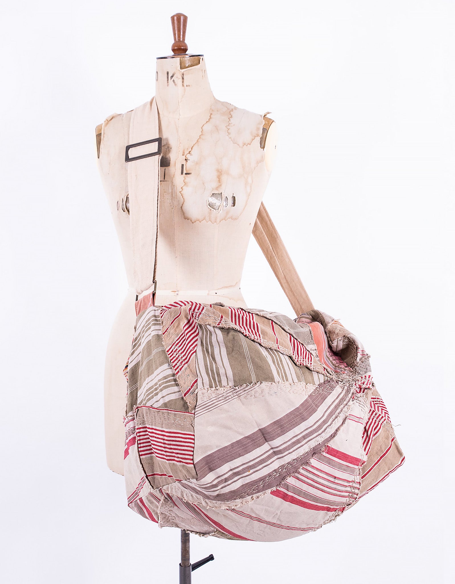 1920s Cotton Ticking Square Bag