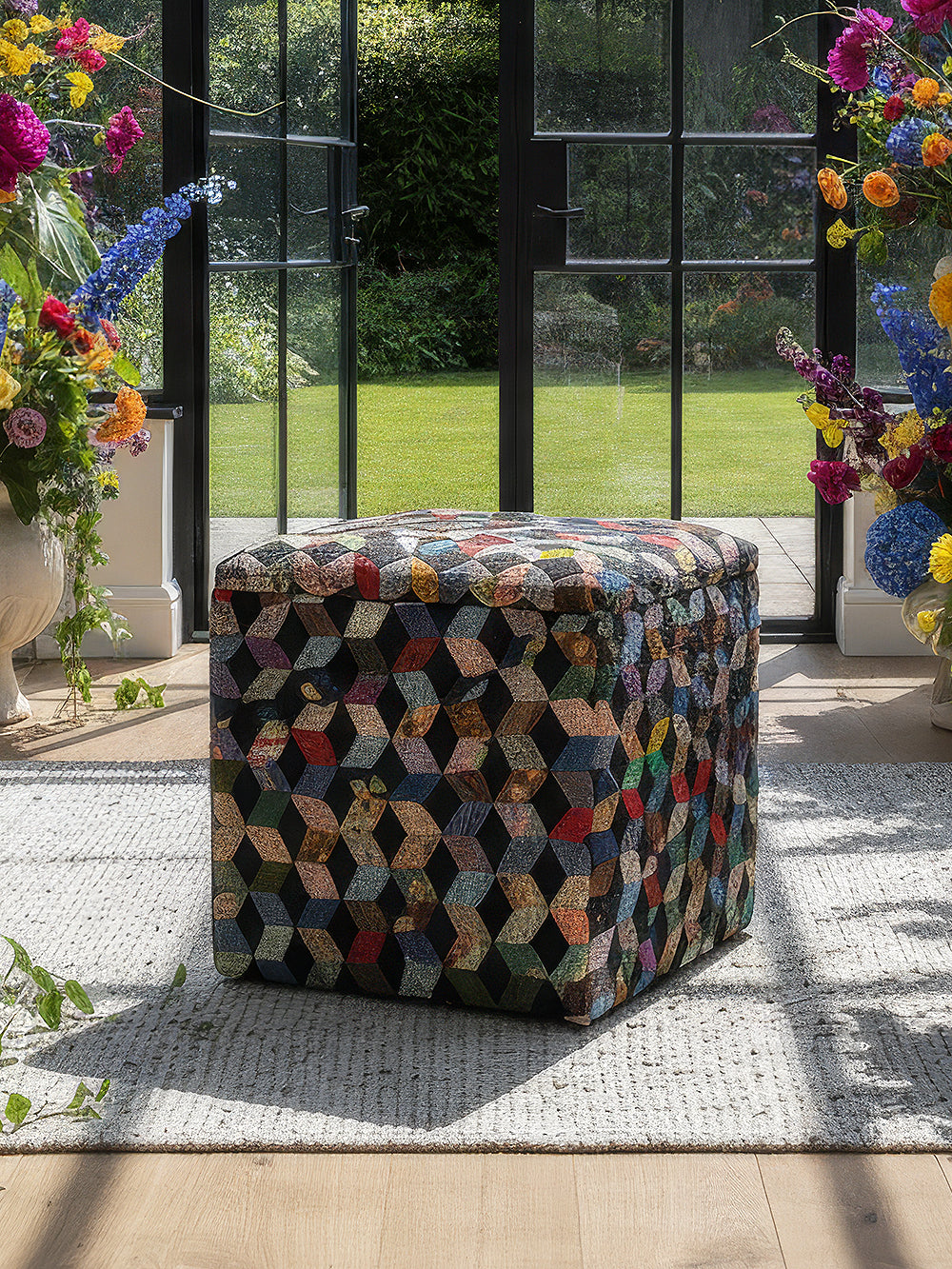 Vintage Patchwork Storage Stool | 610