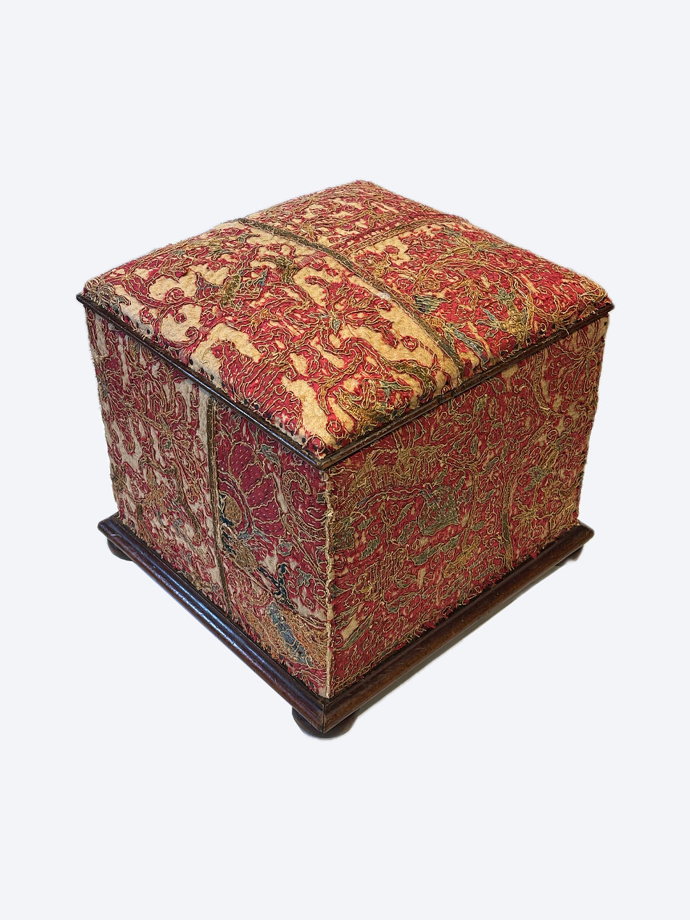 RESERVED | 17th Century Italian Silk Storage Stool | 606