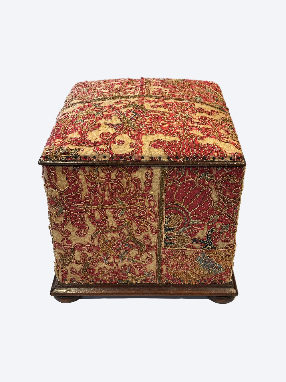 RESERVED | 17th Century Italian Silk Storage Stool | 606