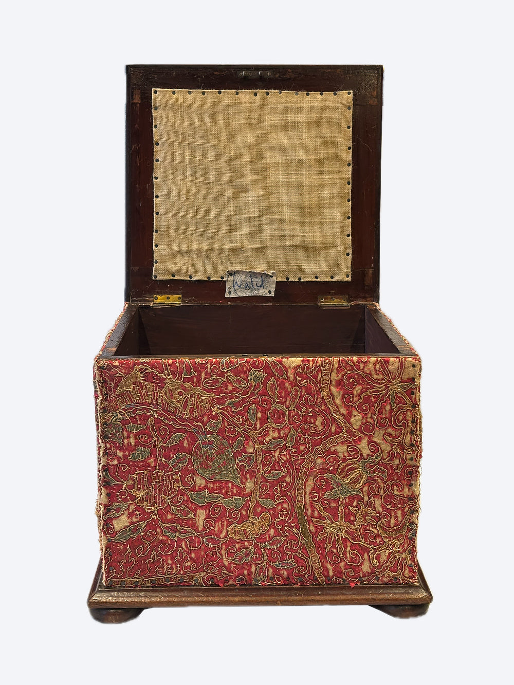 RESERVED | 17th Century Italian Silk Storage Stool | 606