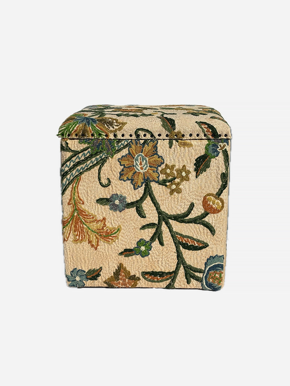 19th Century Edwardian Woollen Crewelwork Storage Stool | 616