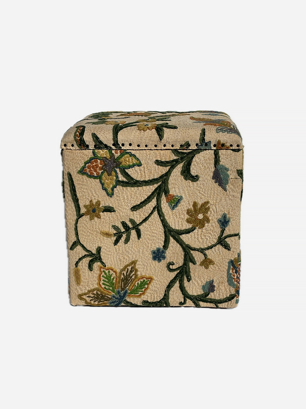 19th Century Edwardian Woollen Crewelwork Storage Stool | 616