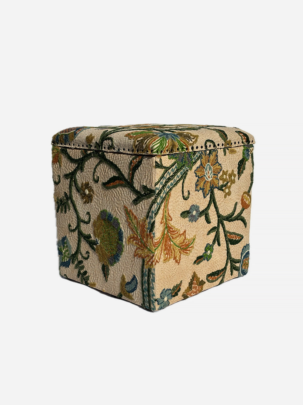 19th Century Edwardian Woollen Crewelwork Storage Stool | 616