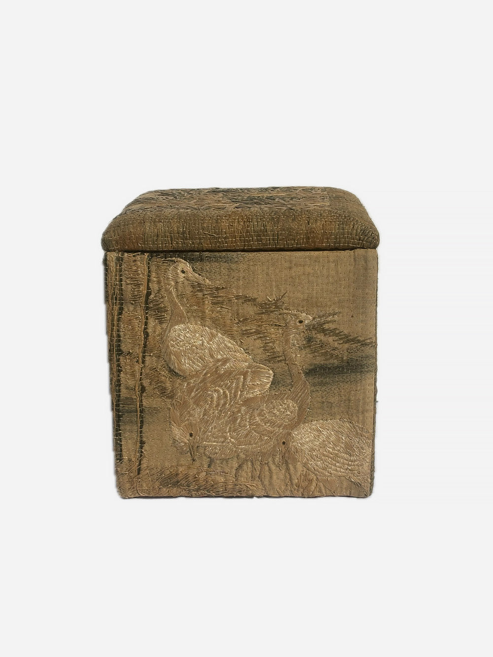 19th Century Japanese Meiji Silk Storage Stool | 619