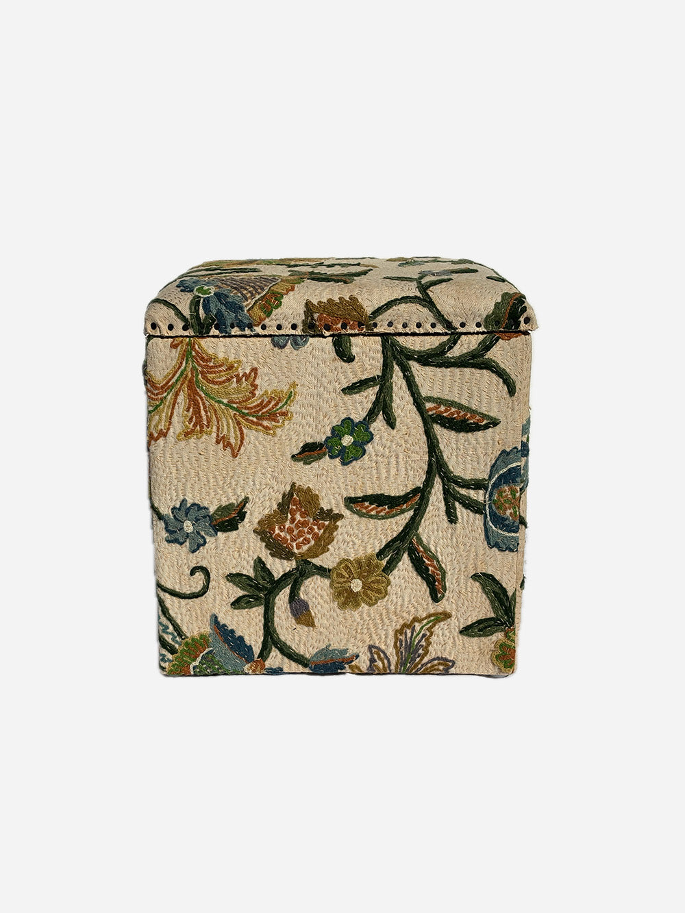 19th Century Edwardian Woollen Crewelwork Storage Stool | 617