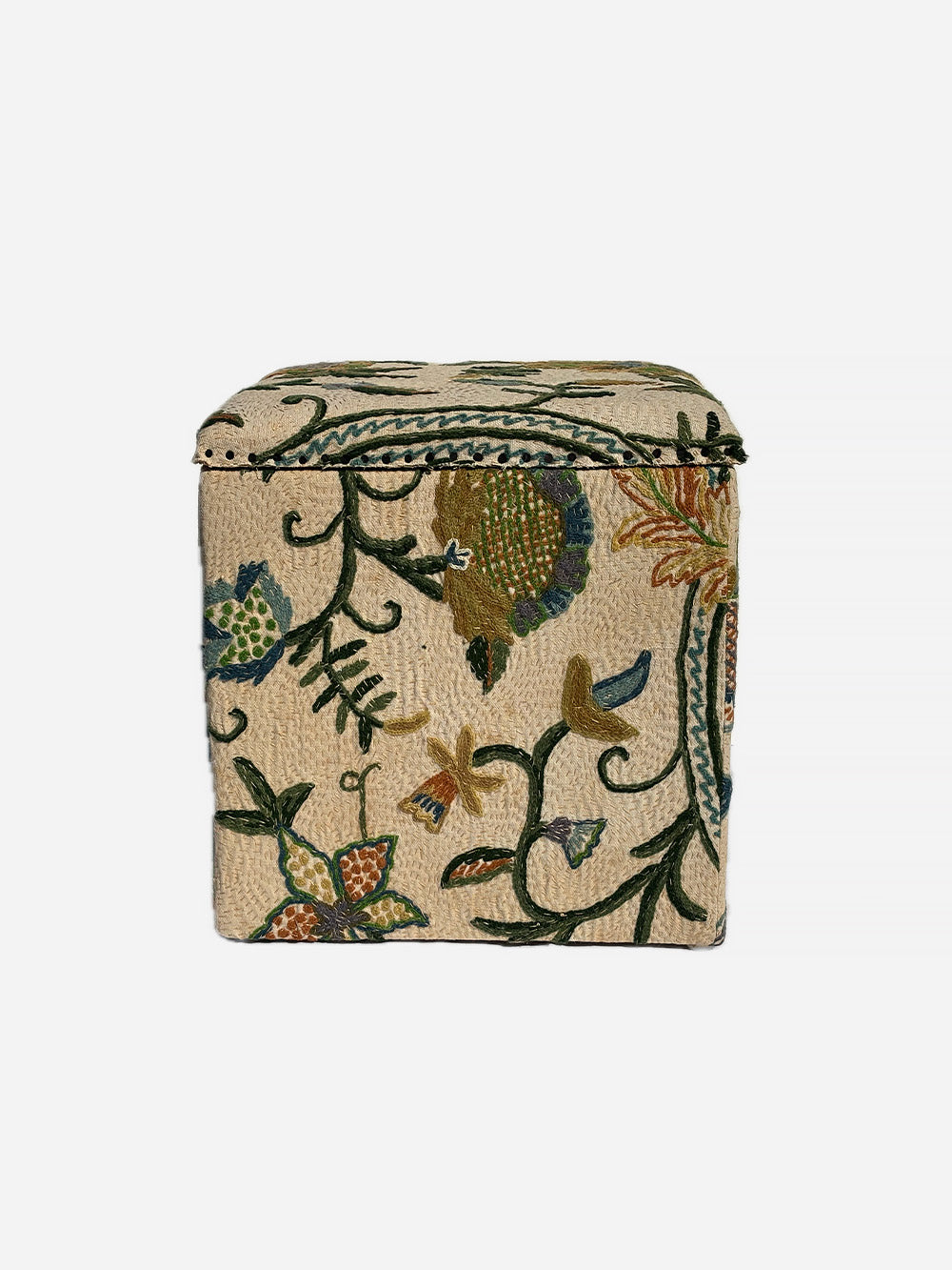 19th Century Edwardian Woollen Crewelwork Storage Stool | 617