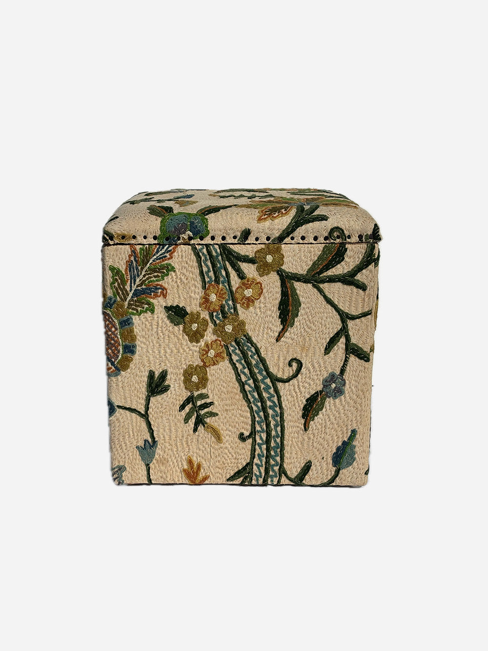 19th Century Edwardian Woollen Crewelwork Storage Stool | 617