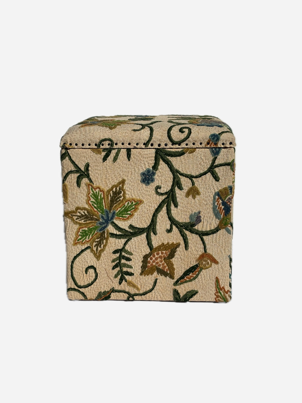 19th Century Edwardian Woollen Crewelwork Storage Stool | 617