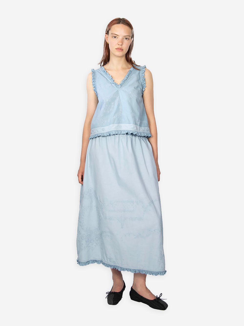 Vintage Embroidered Poplin Tala Skirt