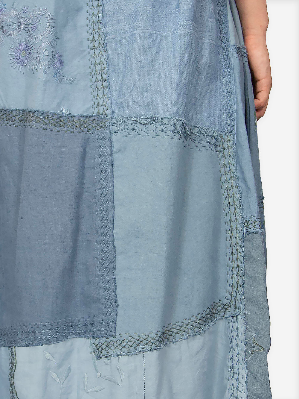 1920s Embroidered Re-Patch Linen Tala Skirt