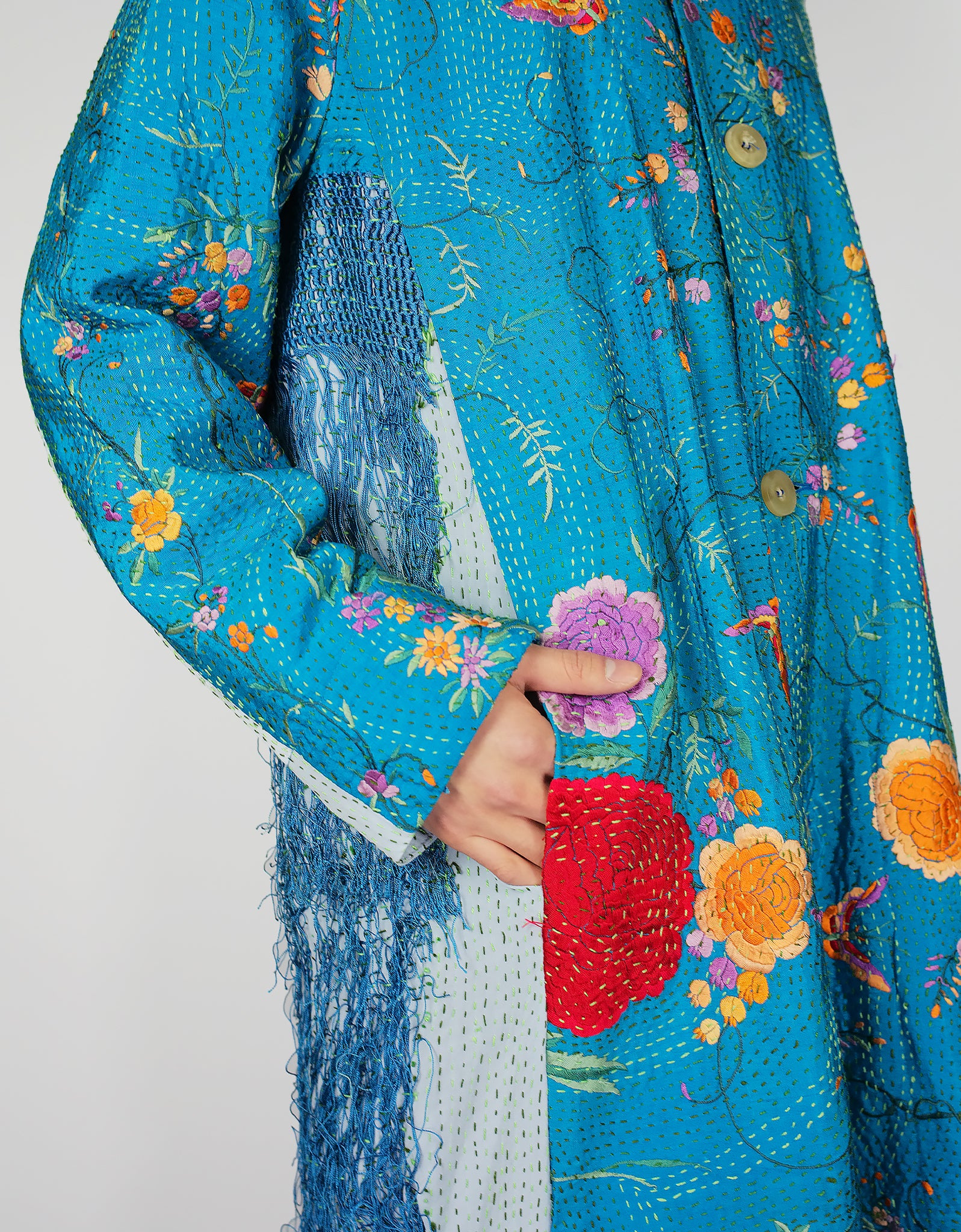 1920s Silk Piano Shawl Duster Coat