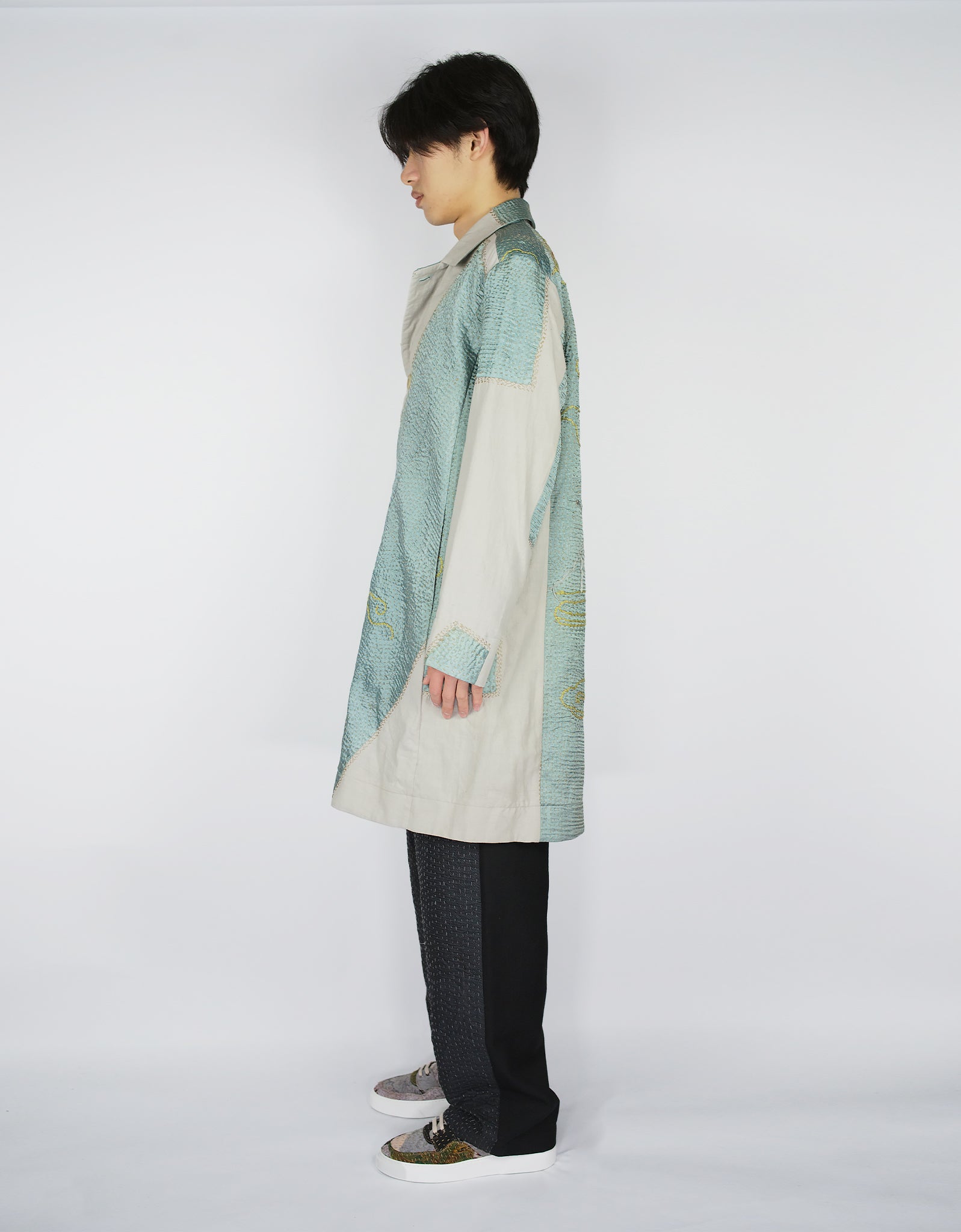 Antique Embroidered Silk Kimono Duster Coat