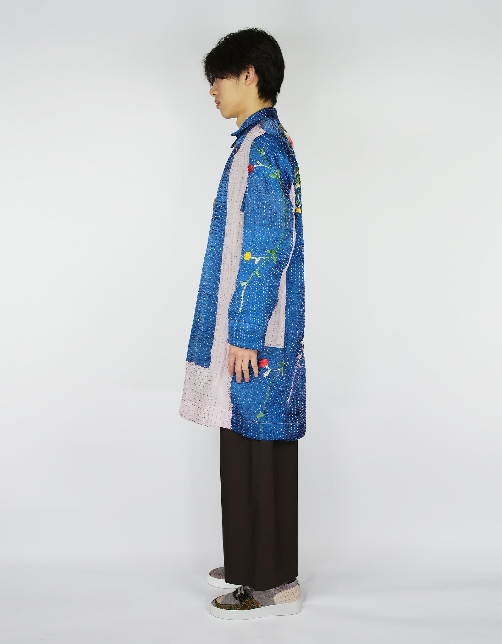 Antique Embroidered Silk Kimono Duster Coat