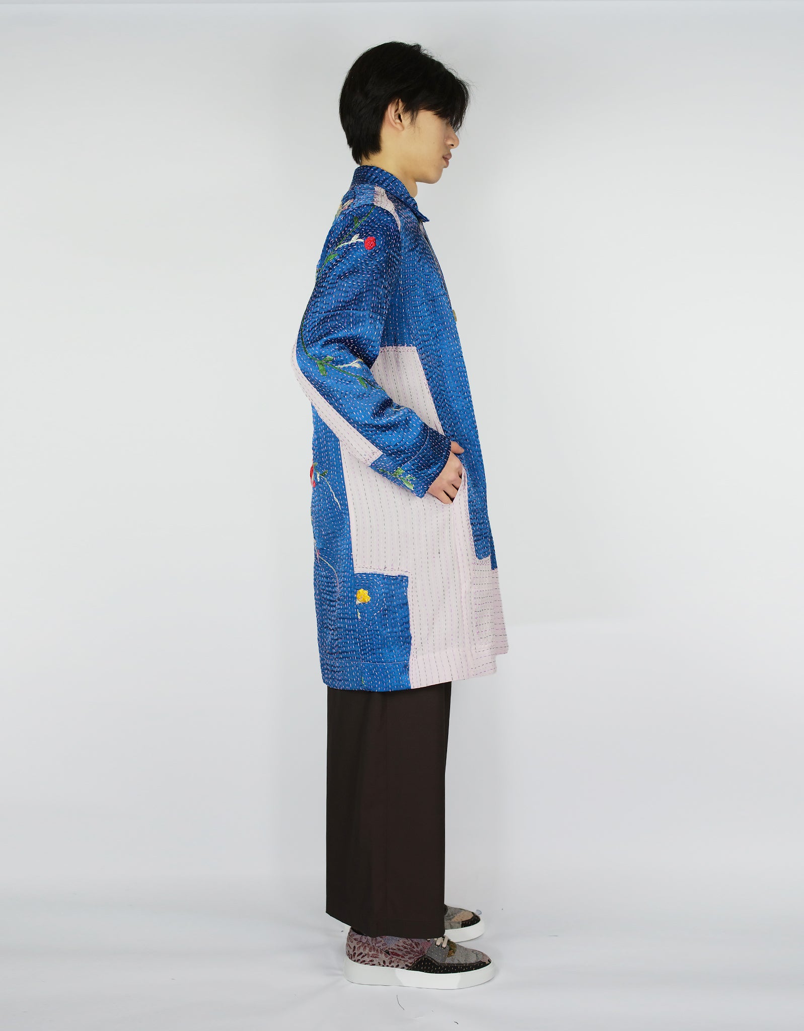 Antique Embroidered Silk Kimono Duster Coat