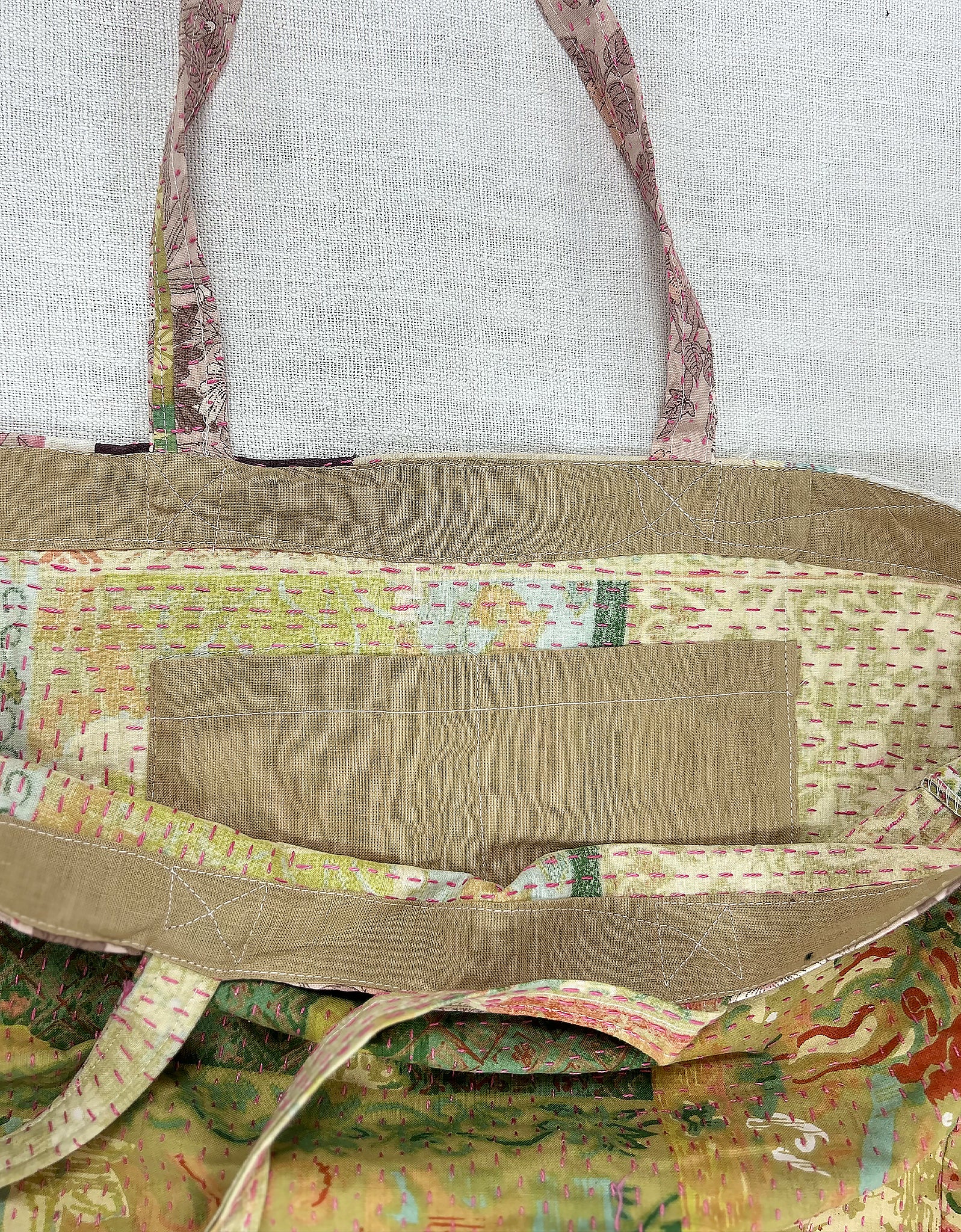Vintage Cotton Patchwork Tote Bag