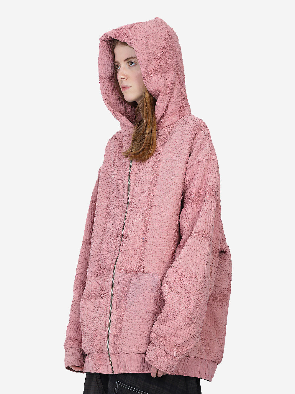 Wadded Venetian Backed Lace Zip Hoodie