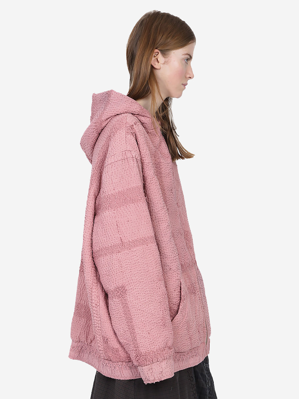 Wadded Venetian Backed Lace Zip Hoodie