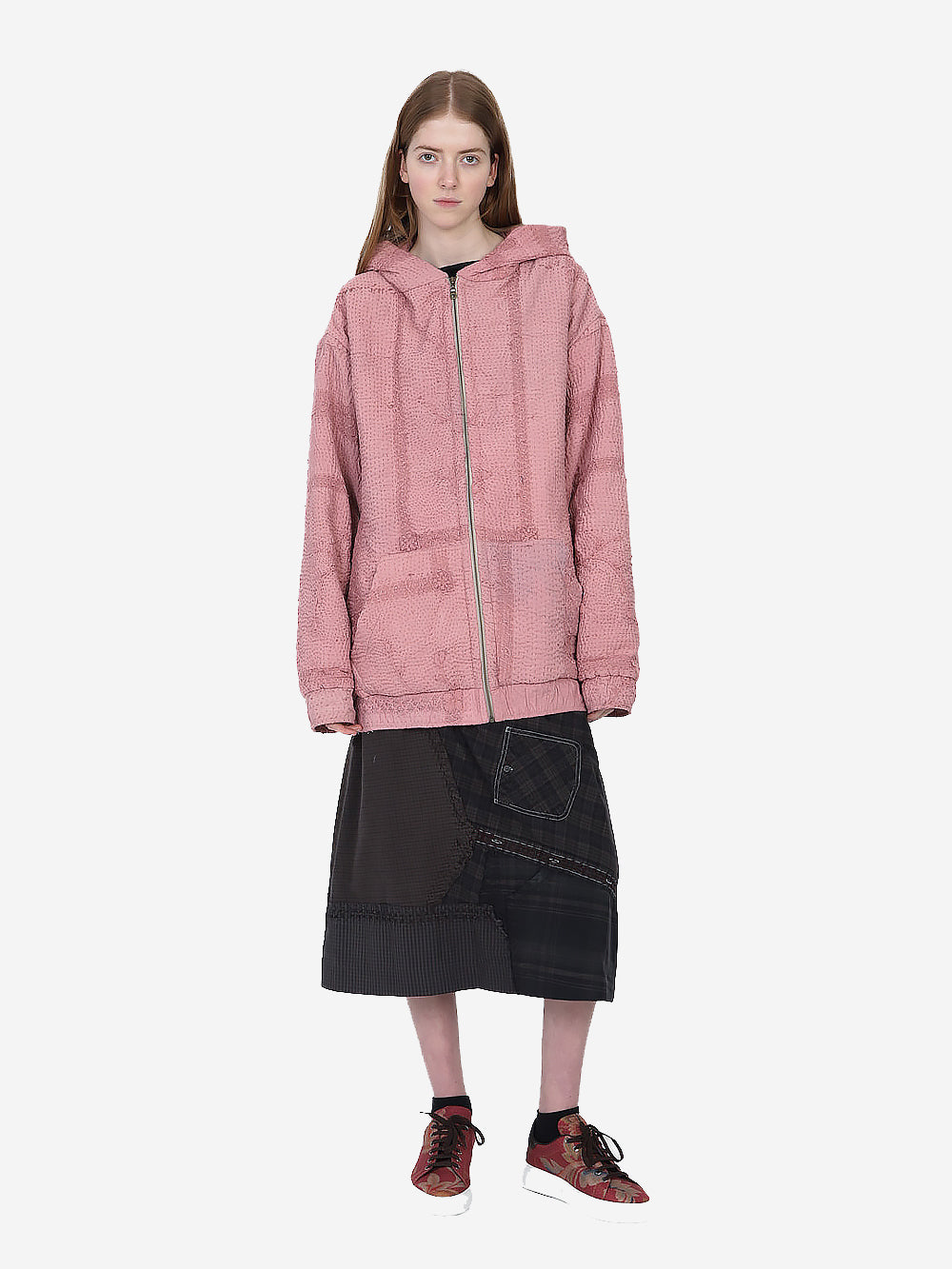 Wadded Venetian Backed Lace Zip Hoodie