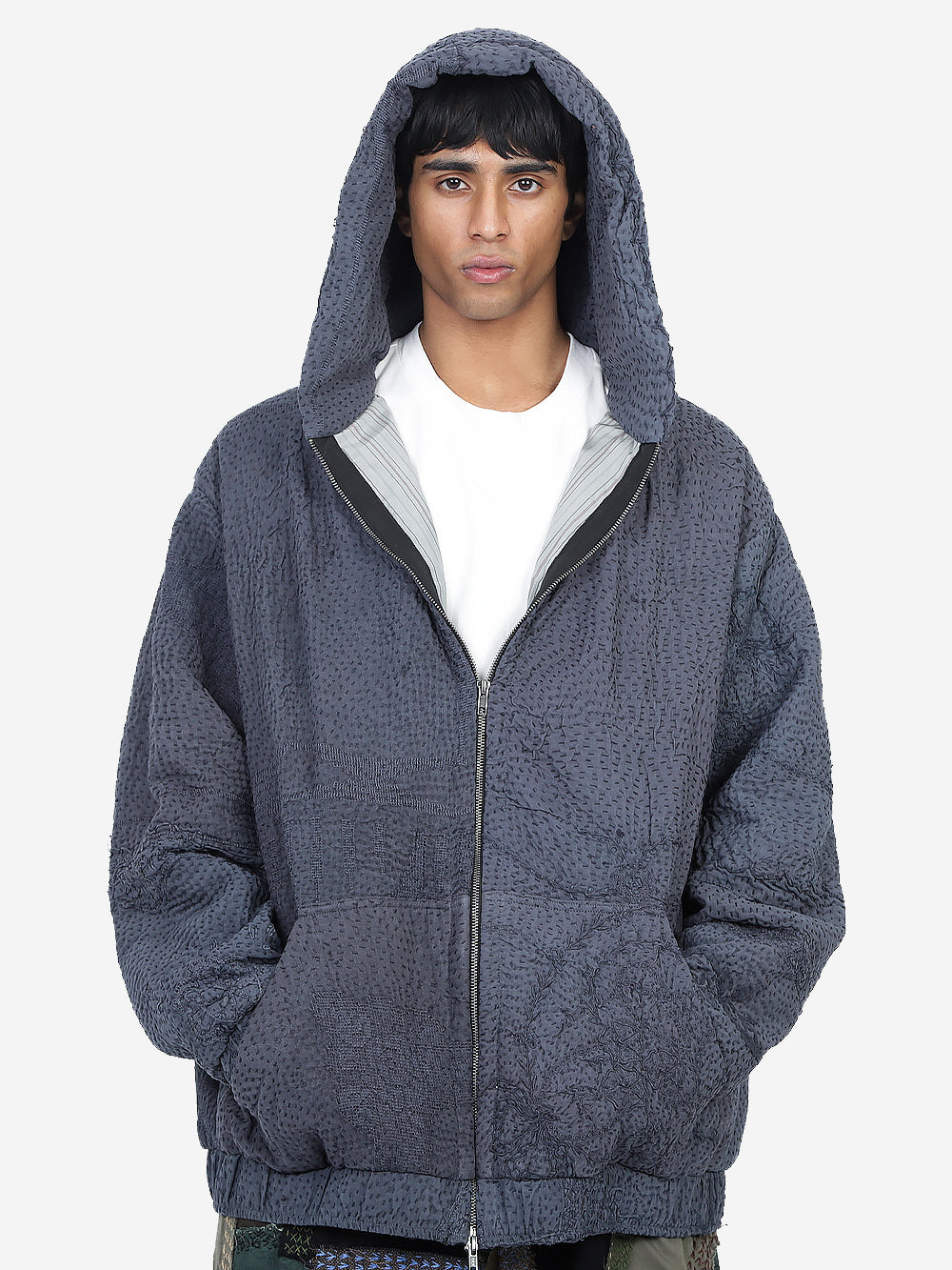 Wadded Venetian Backed Lace Zip Hoodie