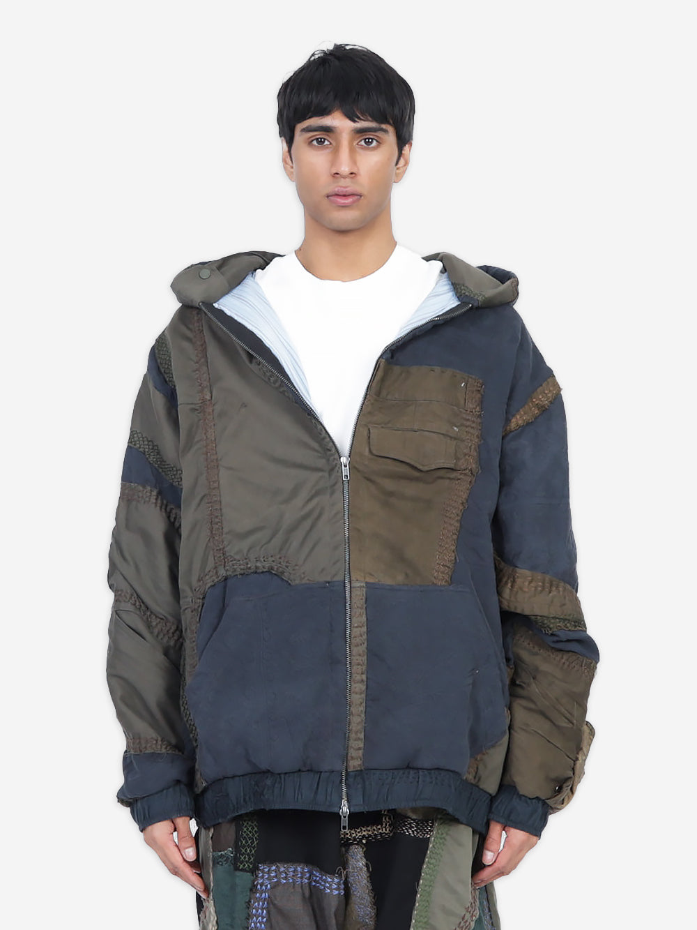 Vintage Military Wadded Zip Up Hoodie