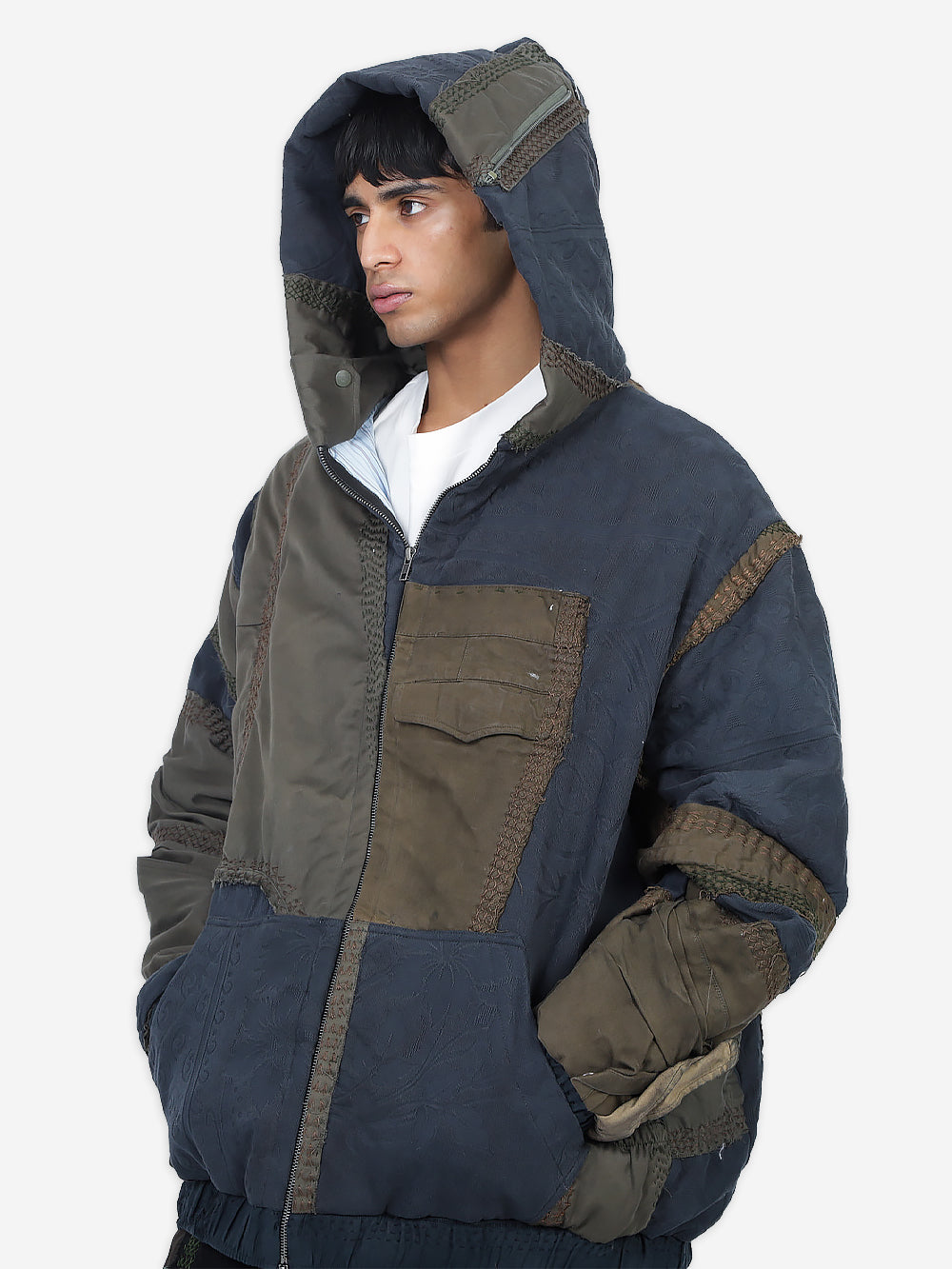 Vintage Military Wadded Zip Up Hoodie