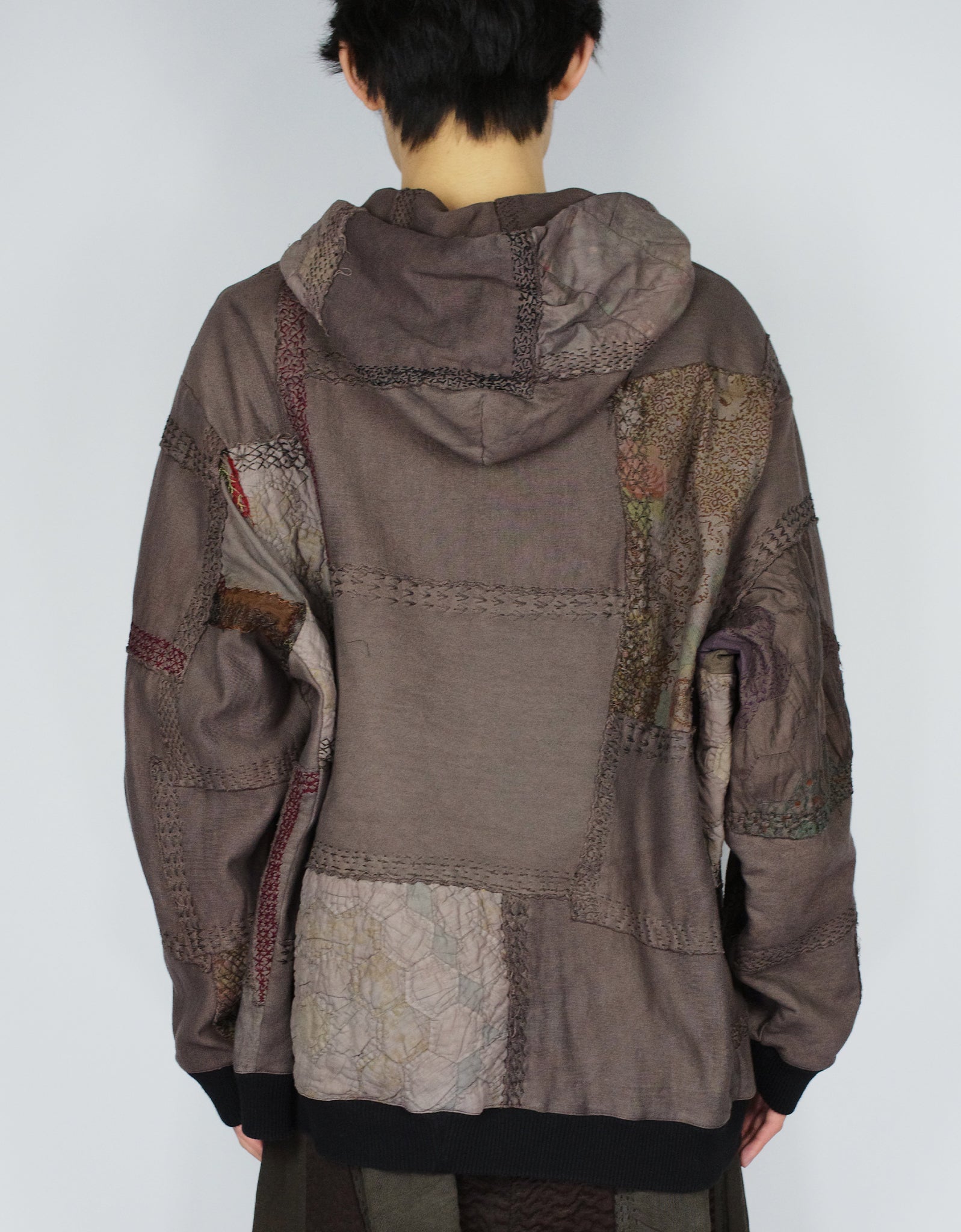 1920s Patchwork Zip Up Hoodie