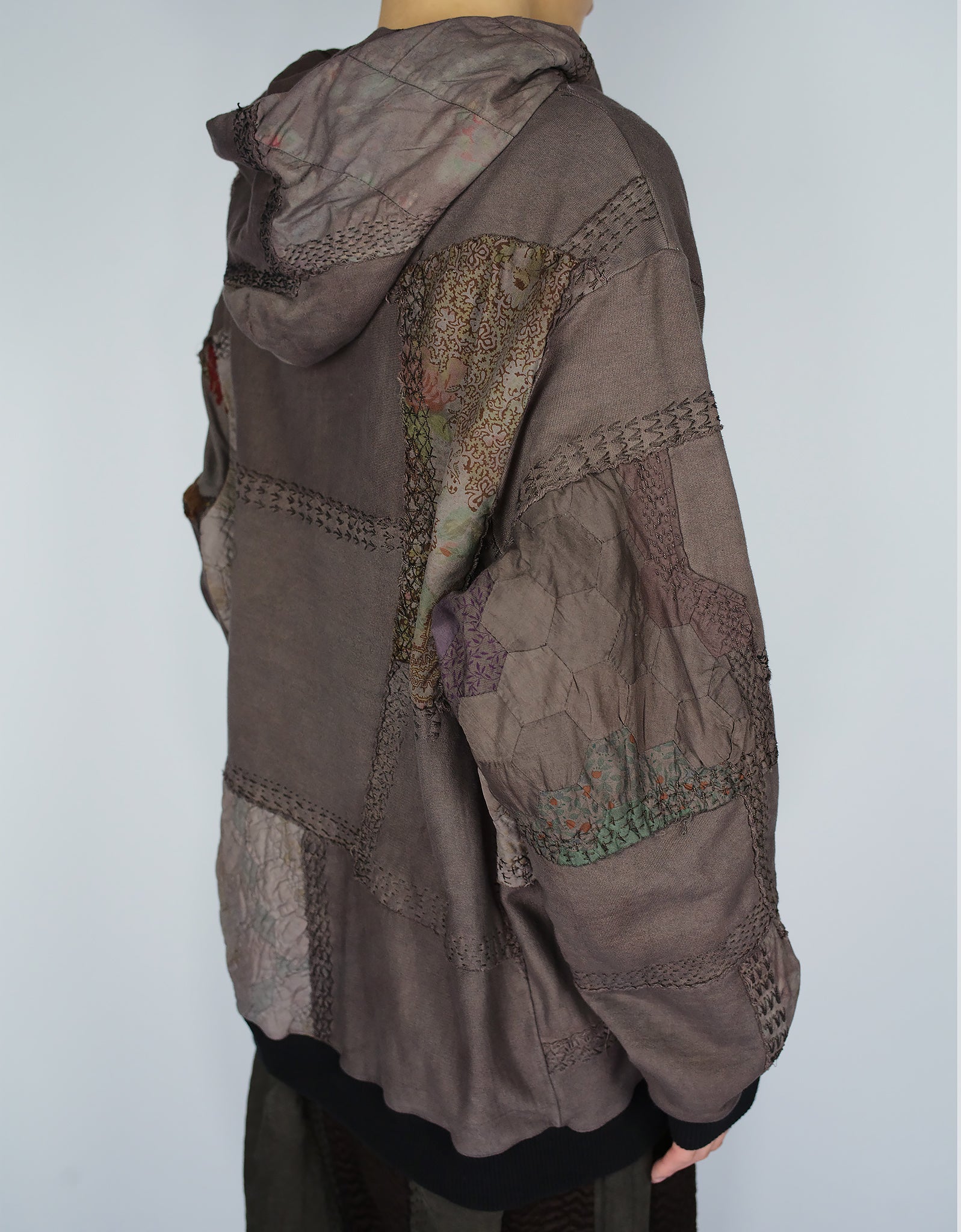 1920s Patchwork Zip Up Hoodie