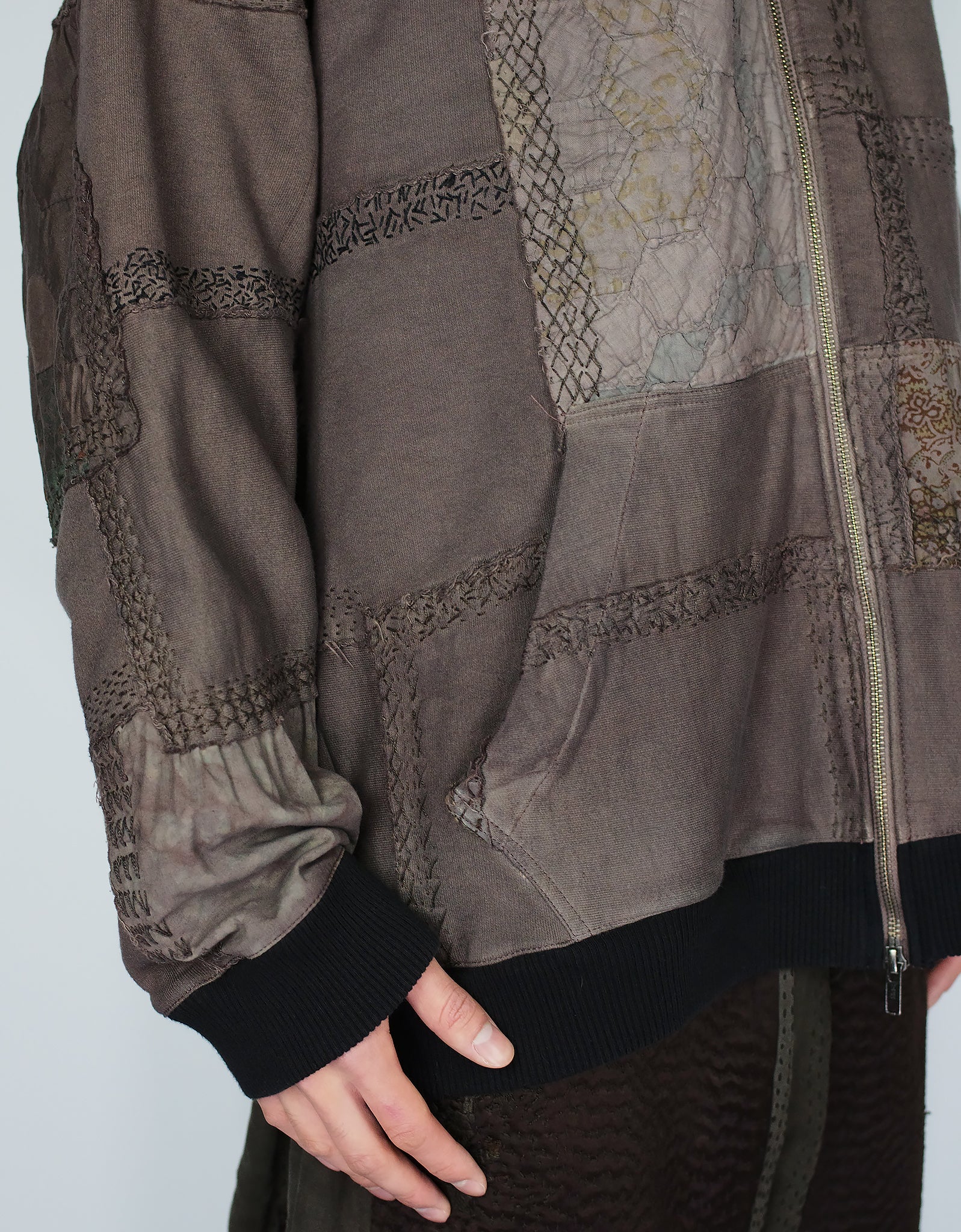1920s Patchwork Zip Up Hoodie
