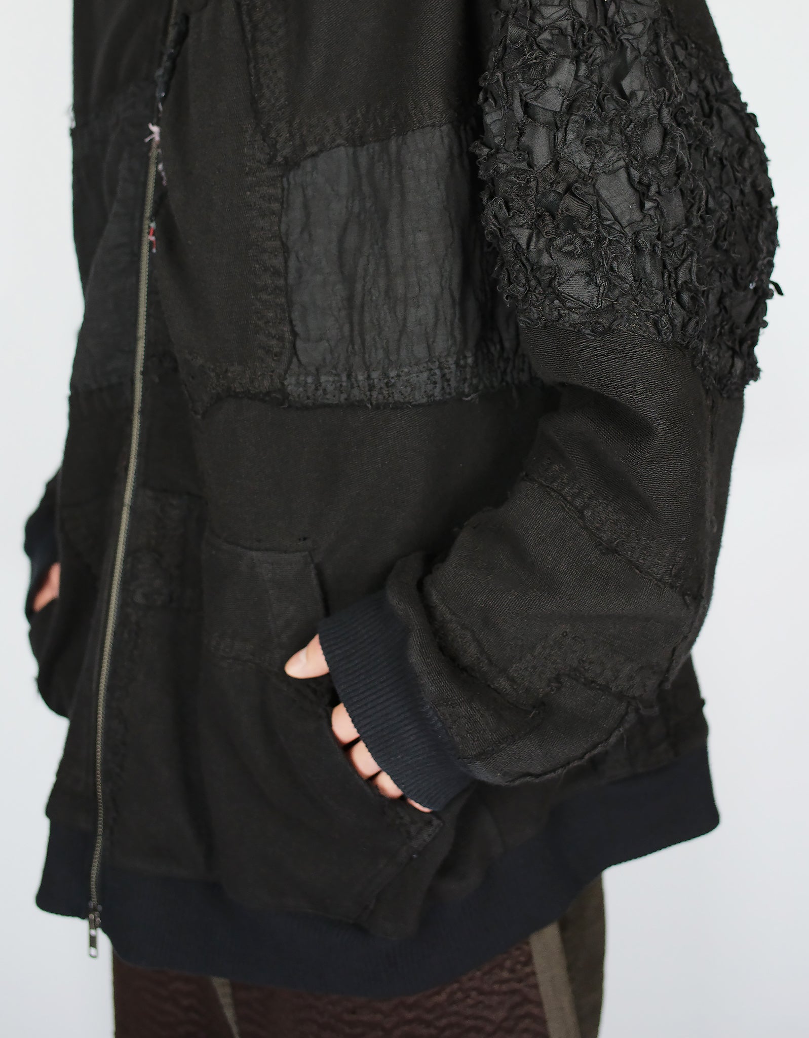 1920s Patchwork Zip Up Hoodie