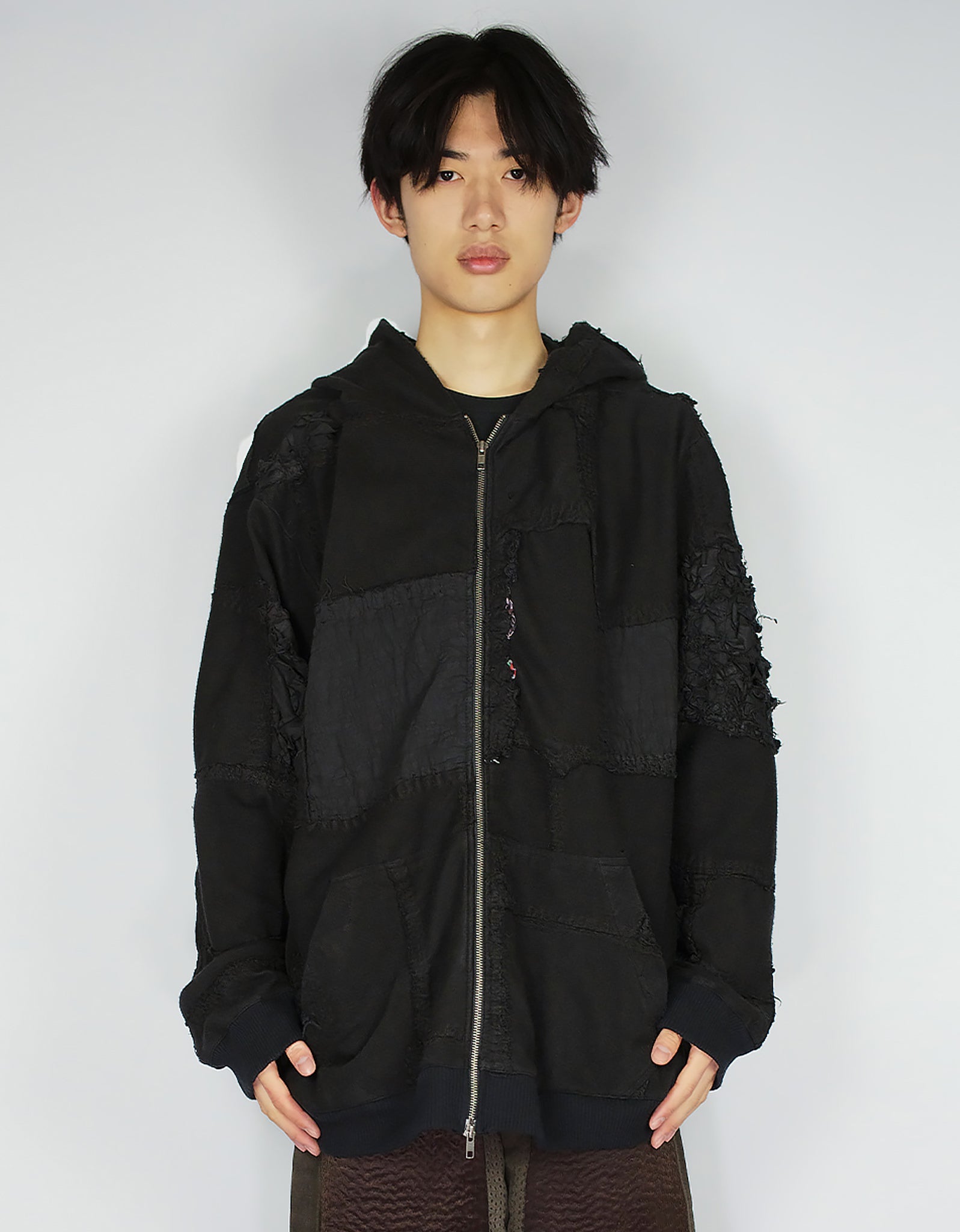 1920s Patchwork Zip Up Hoodie