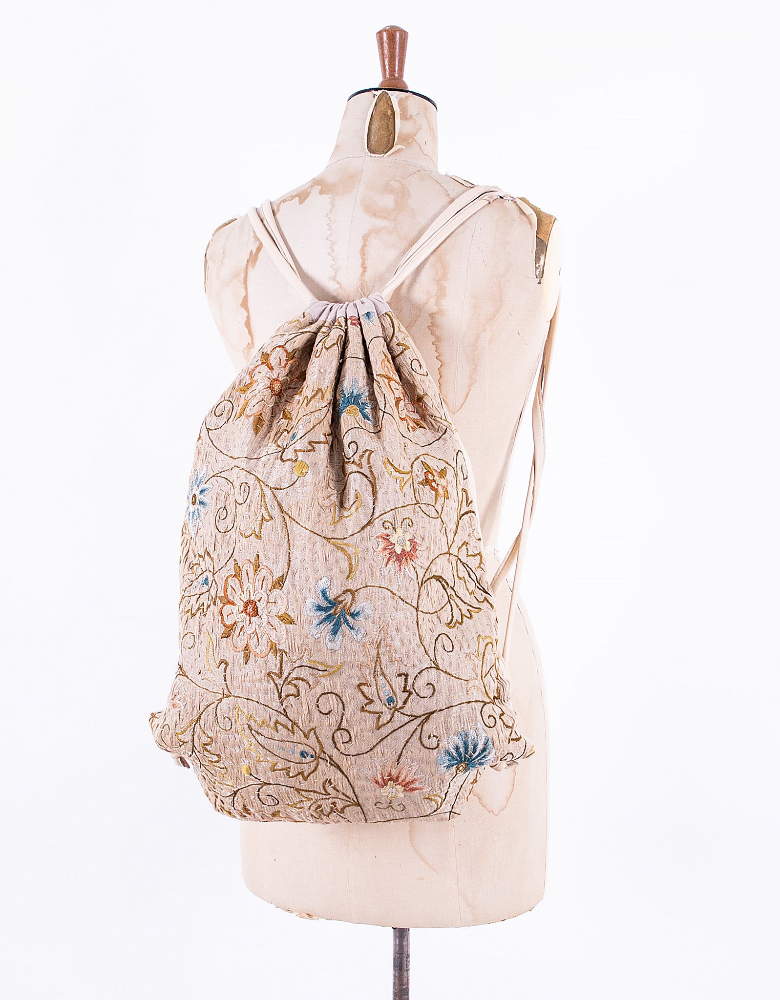 18th Century Embroidery & Leather Jim Bag