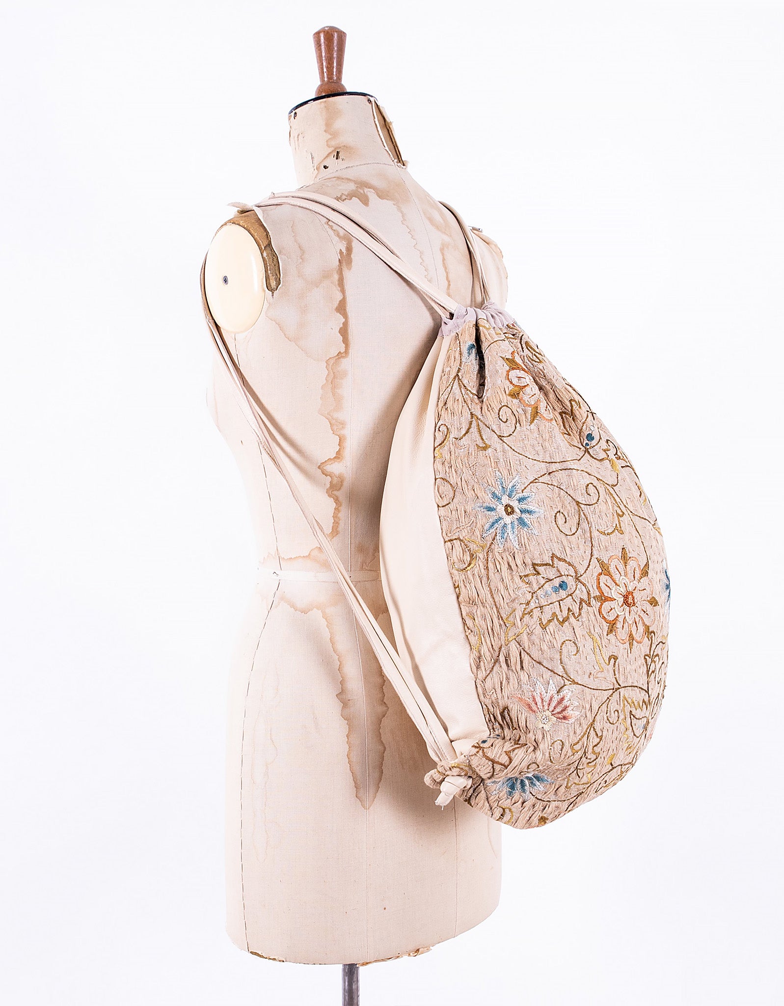 18th Century Embroidery & Leather Jim Bag