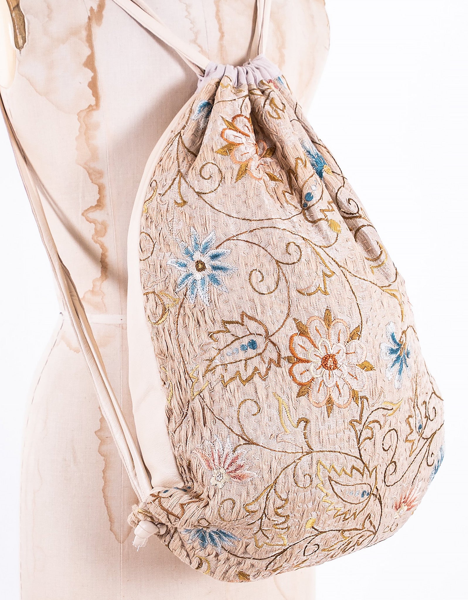 18th Century Embroidery & Leather Jim Bag
