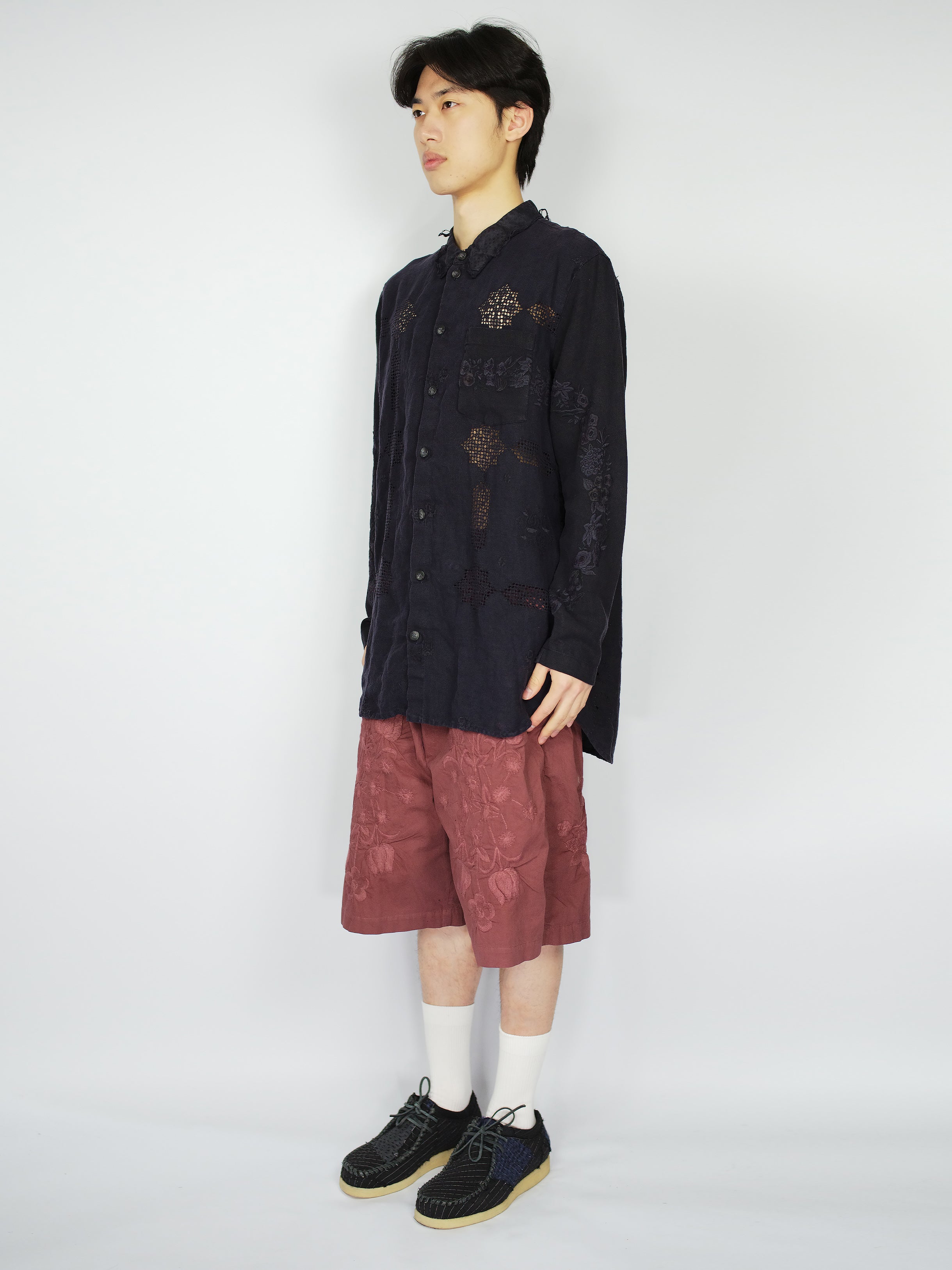 Vintage Embroidered Cotton Bermuda Shorts